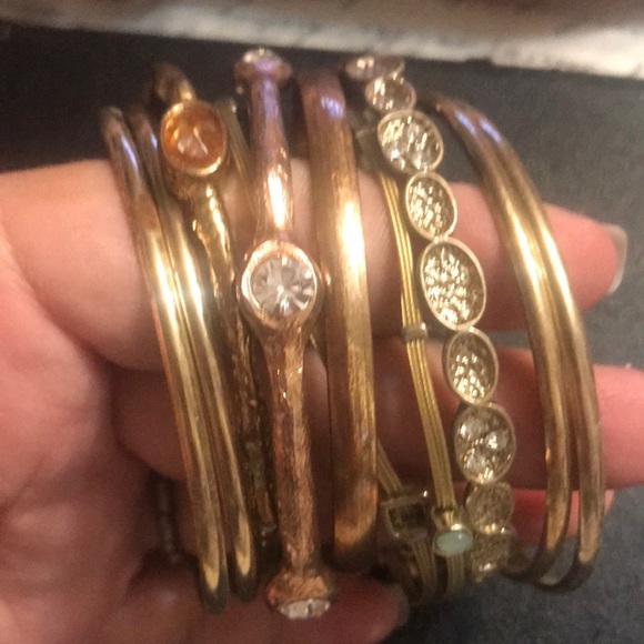 Set of 10 gold tone mixed bracelets - Picture 1 of 4
